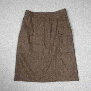 Ann Taylor Skirt Women Size 4 Brown Wool Blend Cargo Pockets Knee Length